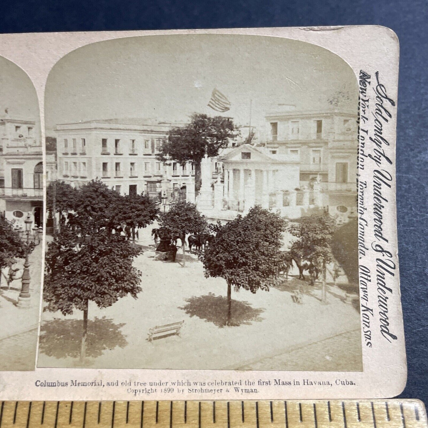 Antique 1899 Columbus Memorial Havana Cuba Stereoview Photo Card P4949