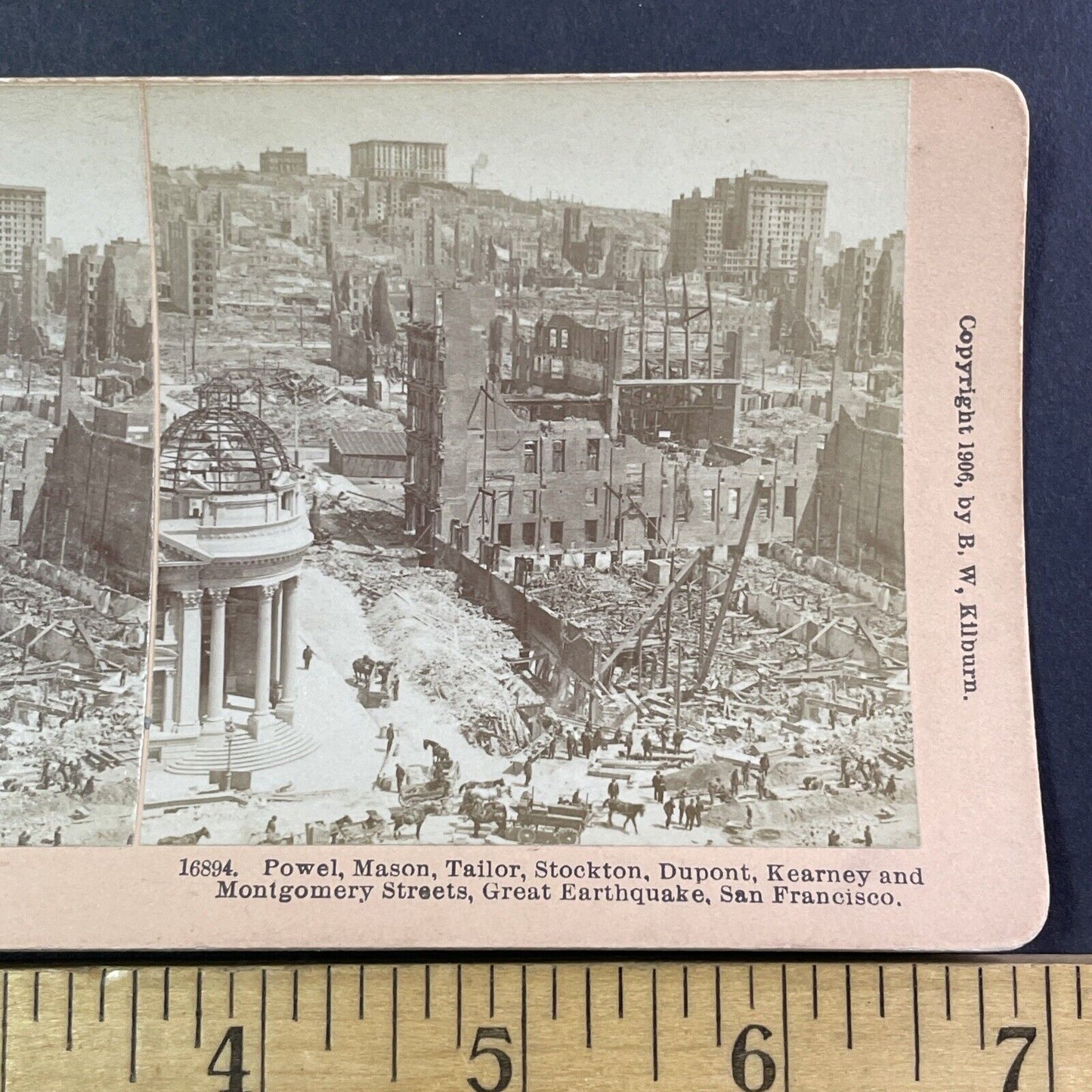 San Francisco Earthquake North Beach Stereoview Photo Card Antique 1906 X811