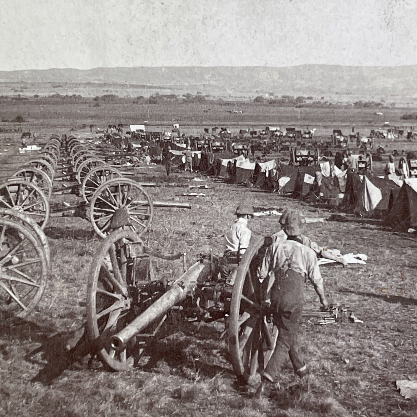 Boer War Cannons Line Up For Battle Stereoview South Africa Antique c1900 X3156