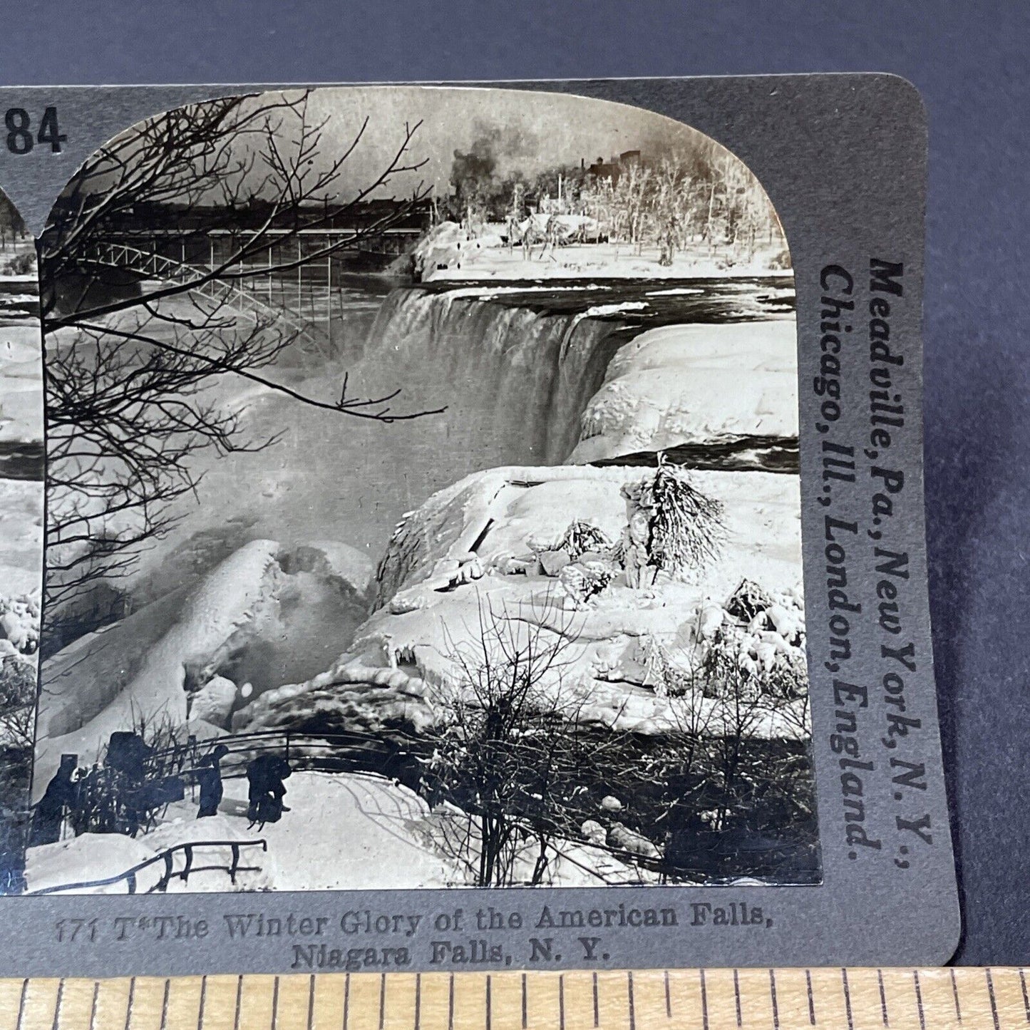Antique 1910s Niagara Falls New York On Winter Stereoview Photo Card V2192