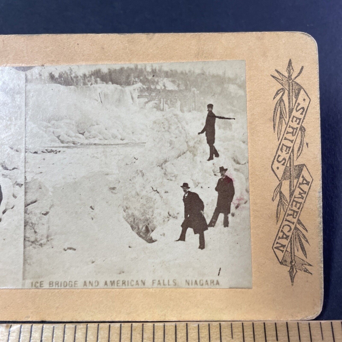 Antique 1880s Balancing On Frozen Icebergs NY Stereoview Photo Card P381-18