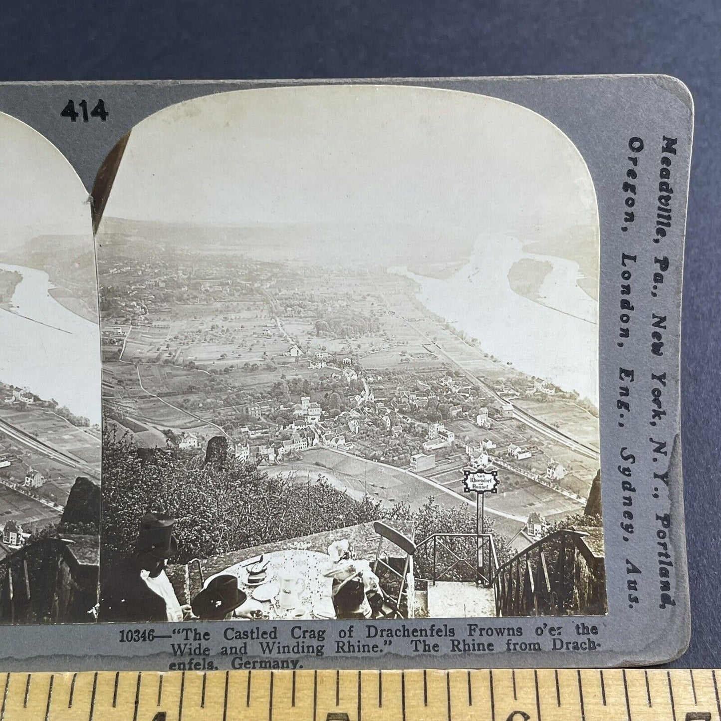 Antique 1903 Drachenfels Germany City View Stereoview Photo Card P2231