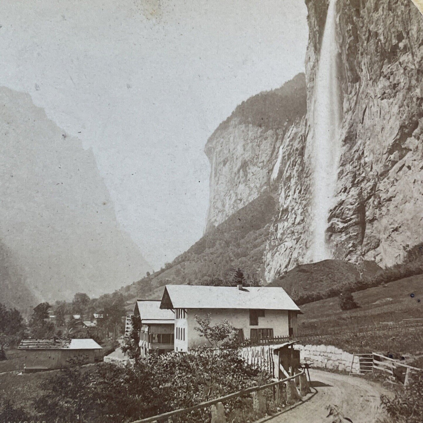 Lauterbrunnen Waterall Switzerland Stereoview A. Gabler Antique c1872 X3821