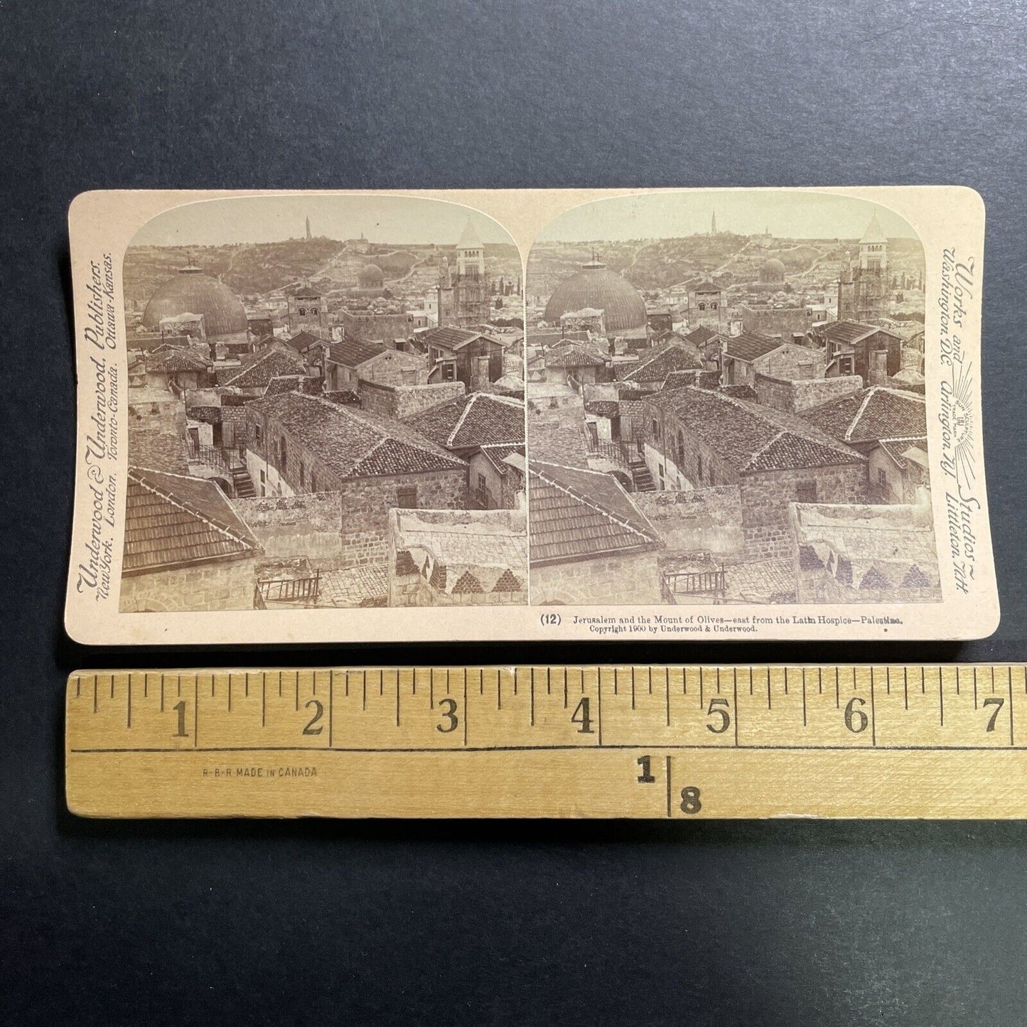 Antique 1900 Downtown Jerusalem Israel Palestine Stereoview Photo Card P1377