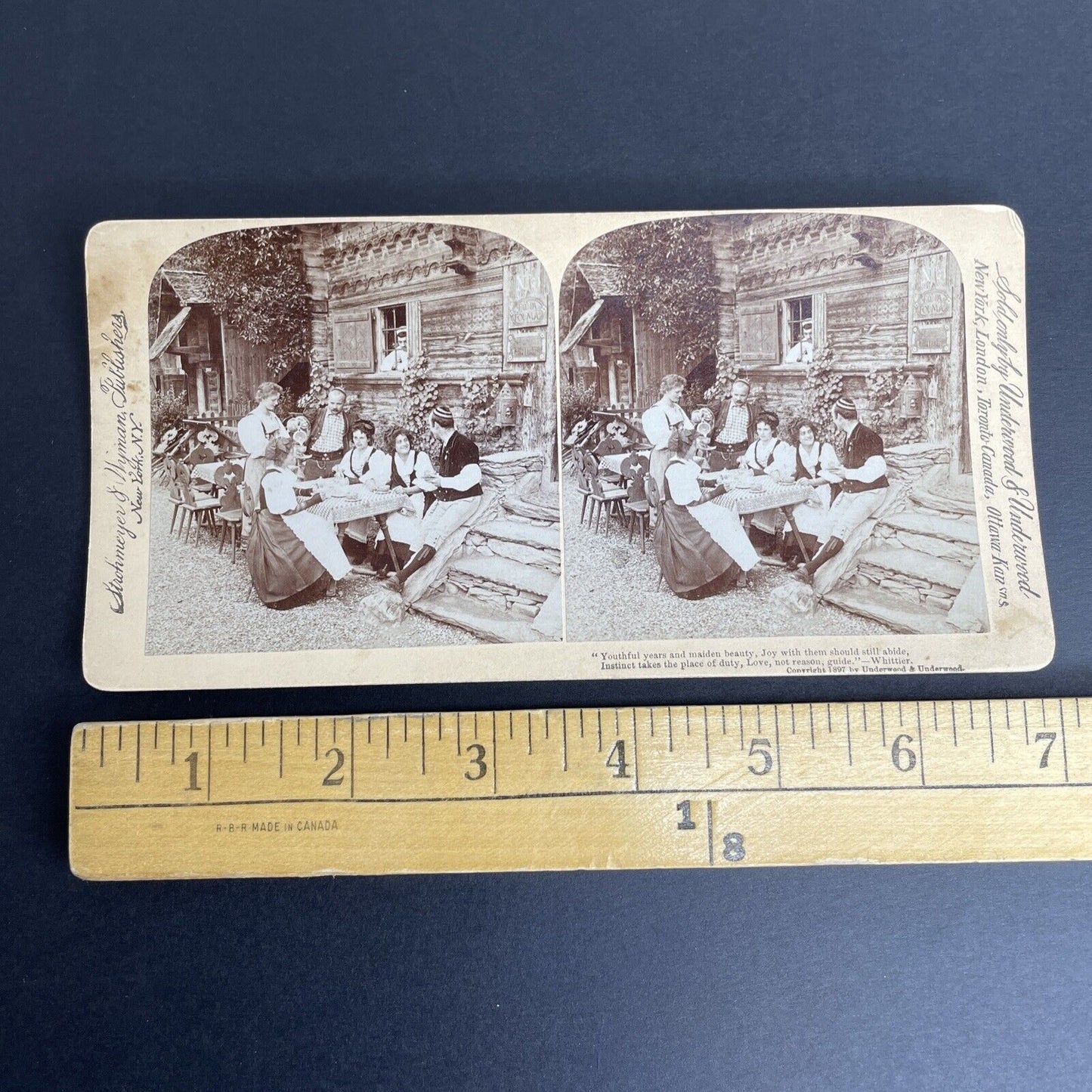 Antique 1897 Drinking & Courting Women Switzerland Stereoview Photo Card PC818