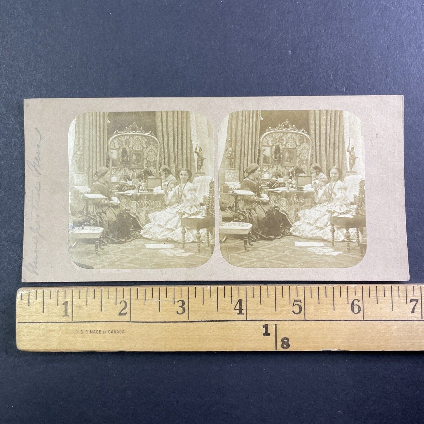 Children Doing Finish School Homework Stereoview Antique c1855 X3795