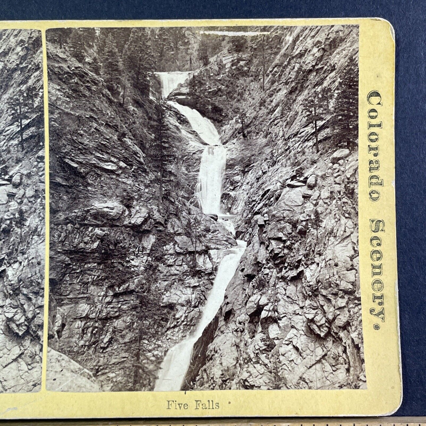 Denver Railroad Seven Falls CO Stereoview WG Chamberlain Antique c1870 X3661