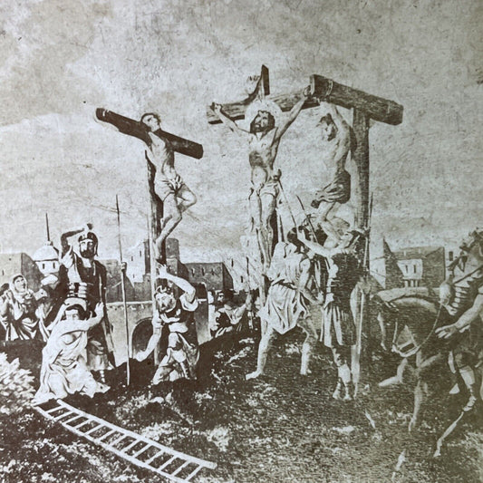 Antique 1860s Jesus Is Crucified On The Cross Stereoview Photo Card P3413