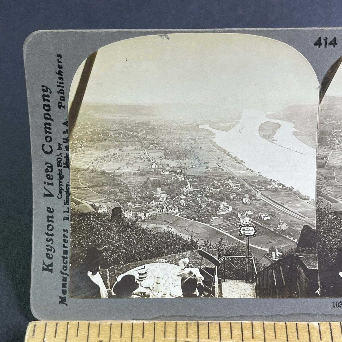 Antique 1903 Drachenfels Germany City View Stereoview Photo Card P2231