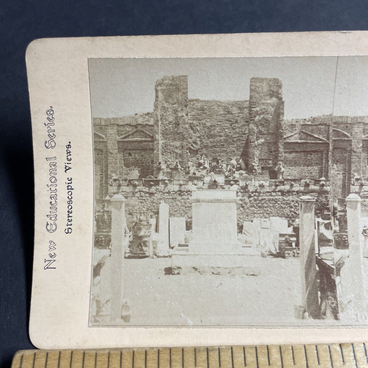 Antique 1880s Temple Of Mercury Pompeii Italy Stereoview Photo Card P4618