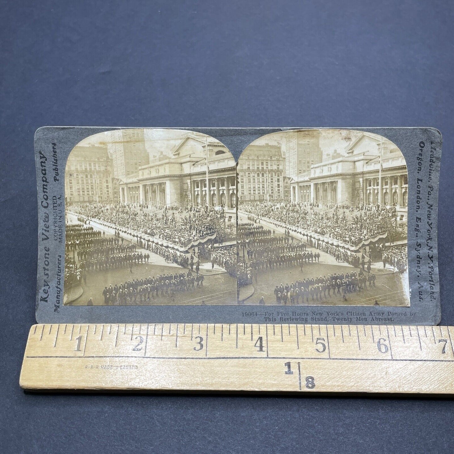 Antique 1917 New York Citizen Army Marching Militia Stereoview Photo Card 2049