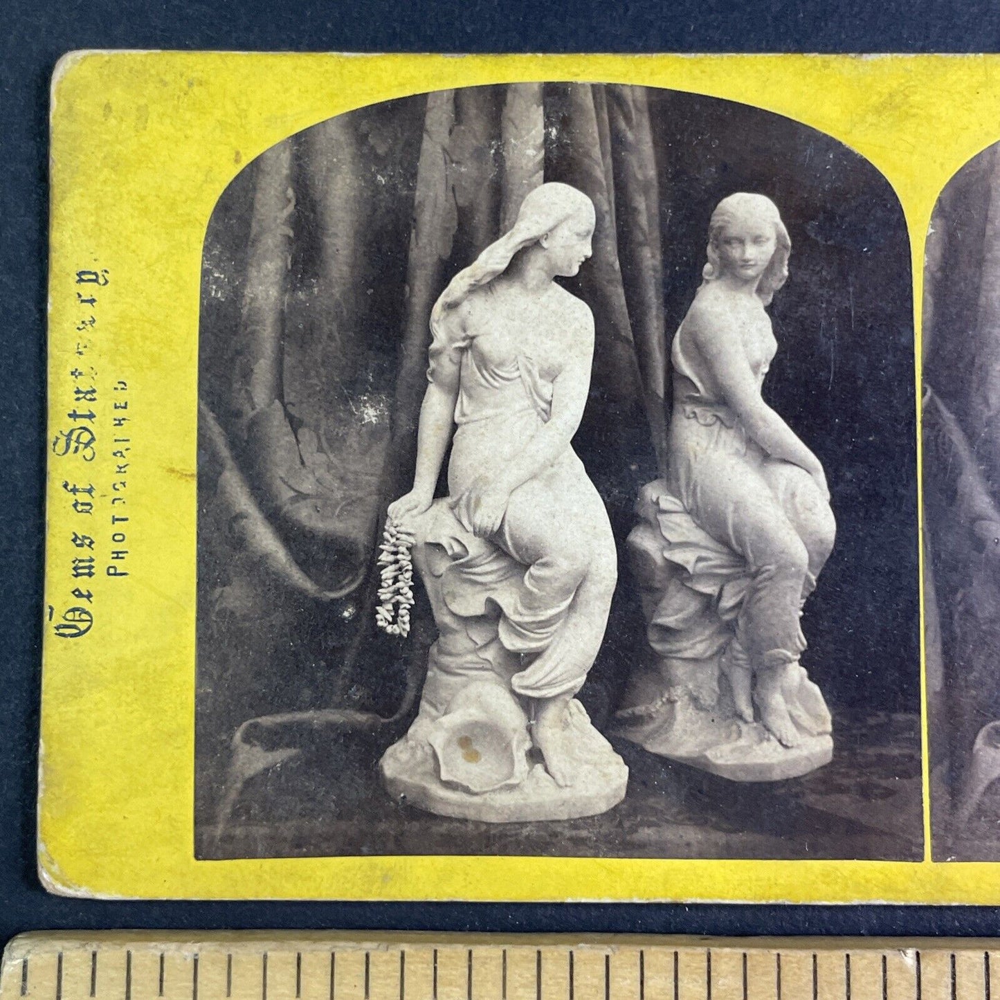 Alabaster Statue Of Miranda Woman Stereoview William England Antique c1870 X3618