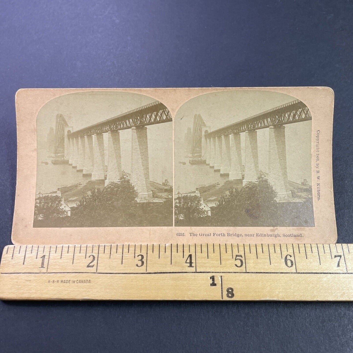 Antique 1891 Great Forth Bridge Edinburgh Scotland Stereoview Photo Card P3774