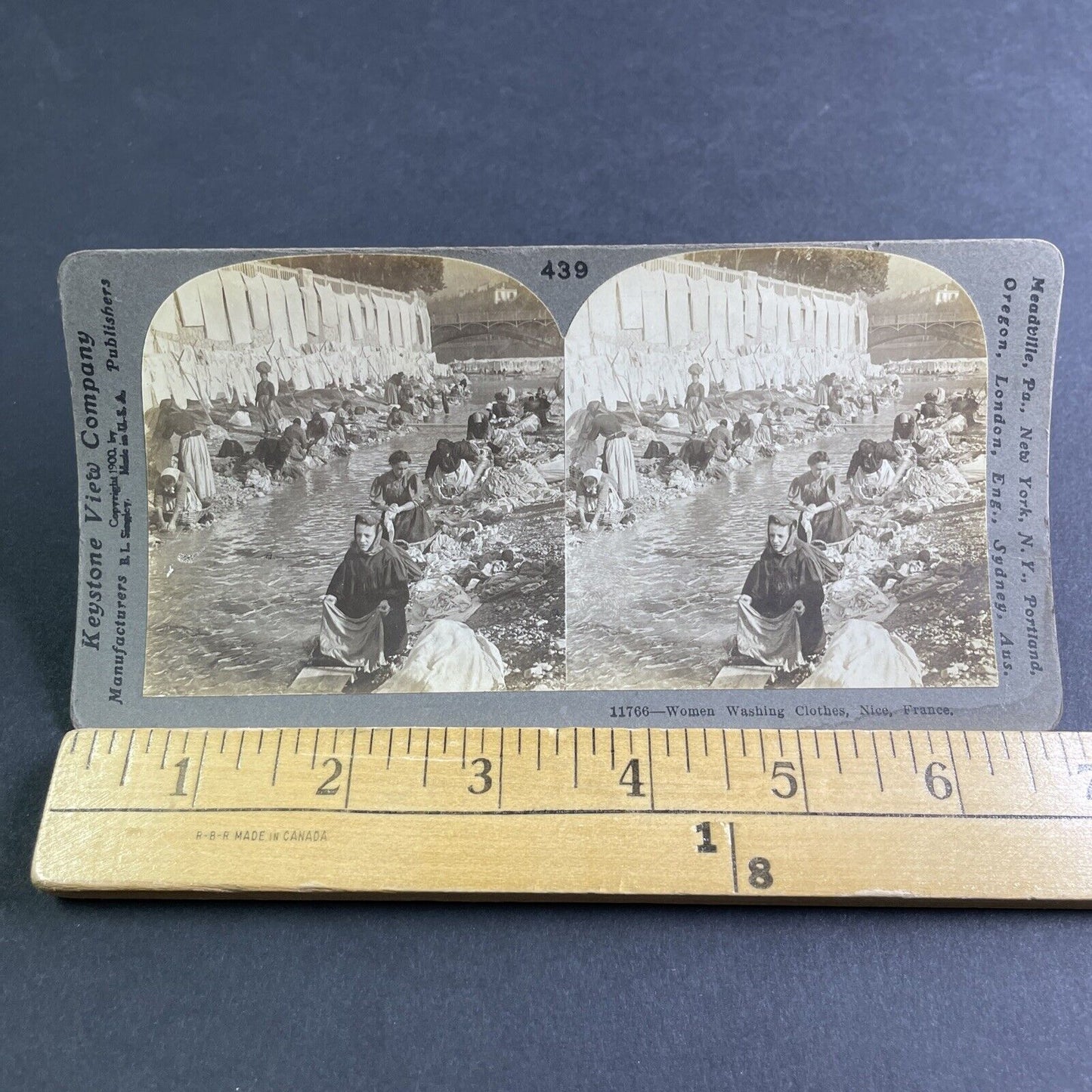 Antique 1900 Women Washing Clothes Nice France Stereoview Photo Card P2159