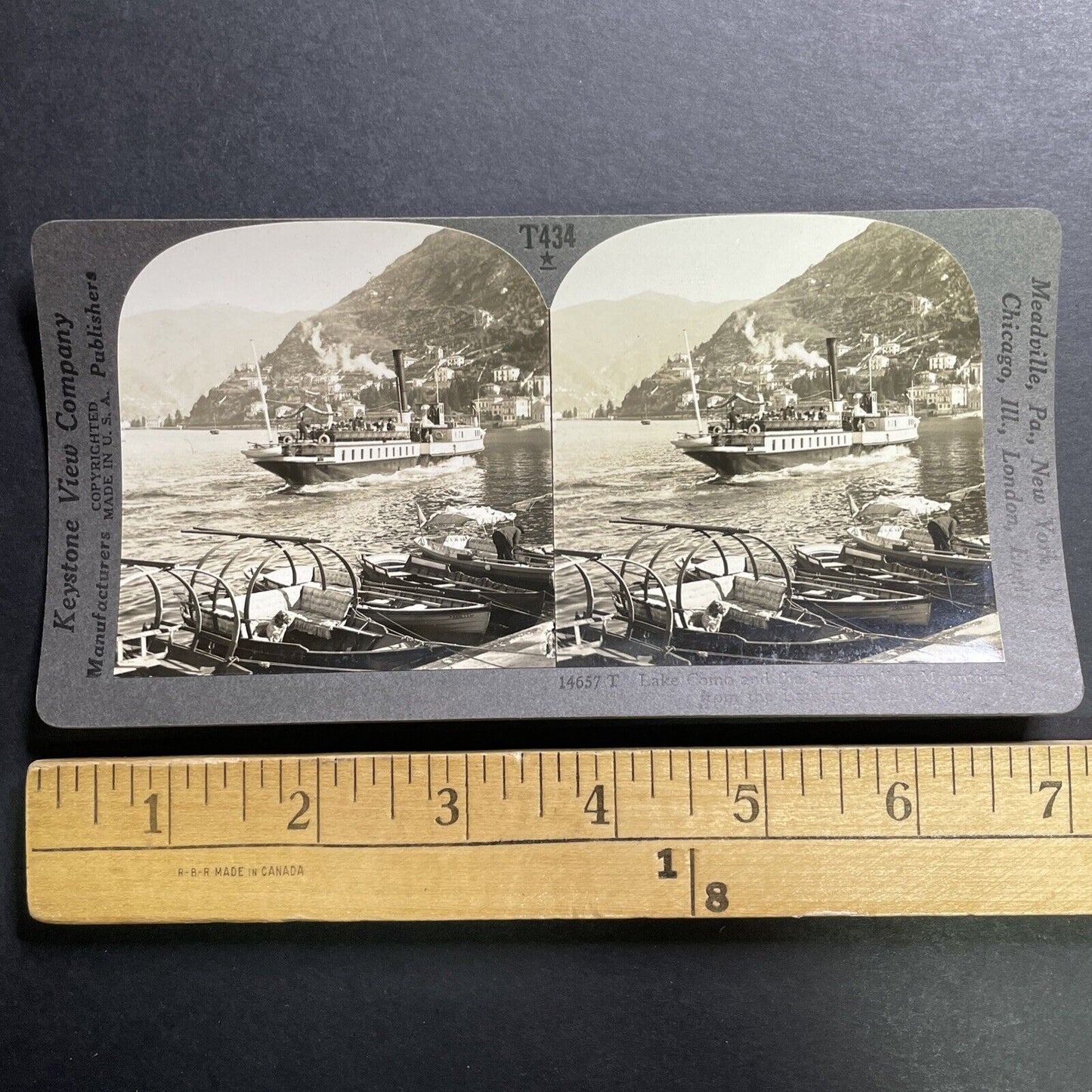 Antique 1920s Wealthy Tourists On Boat Como Italy Stereoview Photo Card P1420