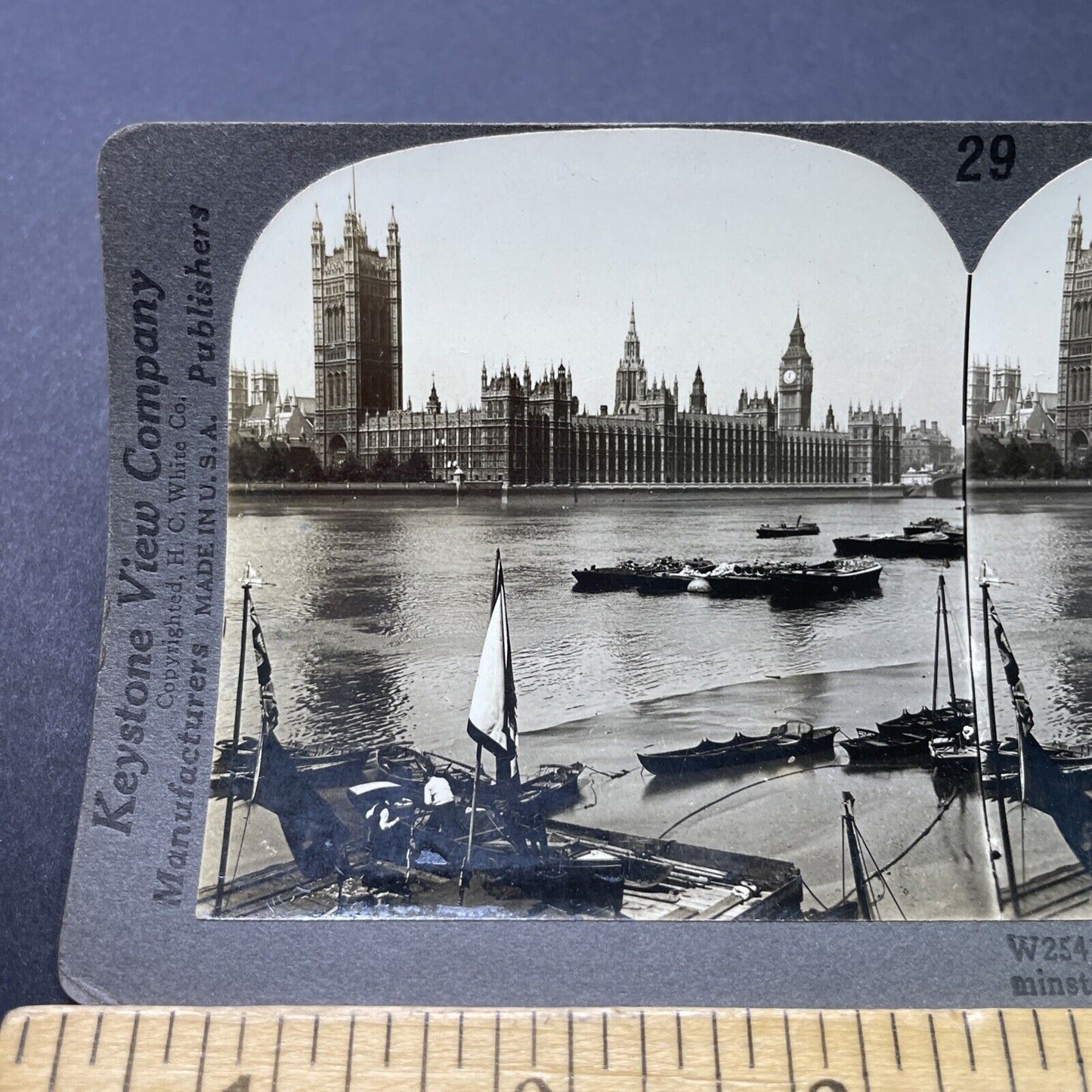 Antique 1910s Westminster Abbey & Big Ben England Stereoview Photo Card P2775