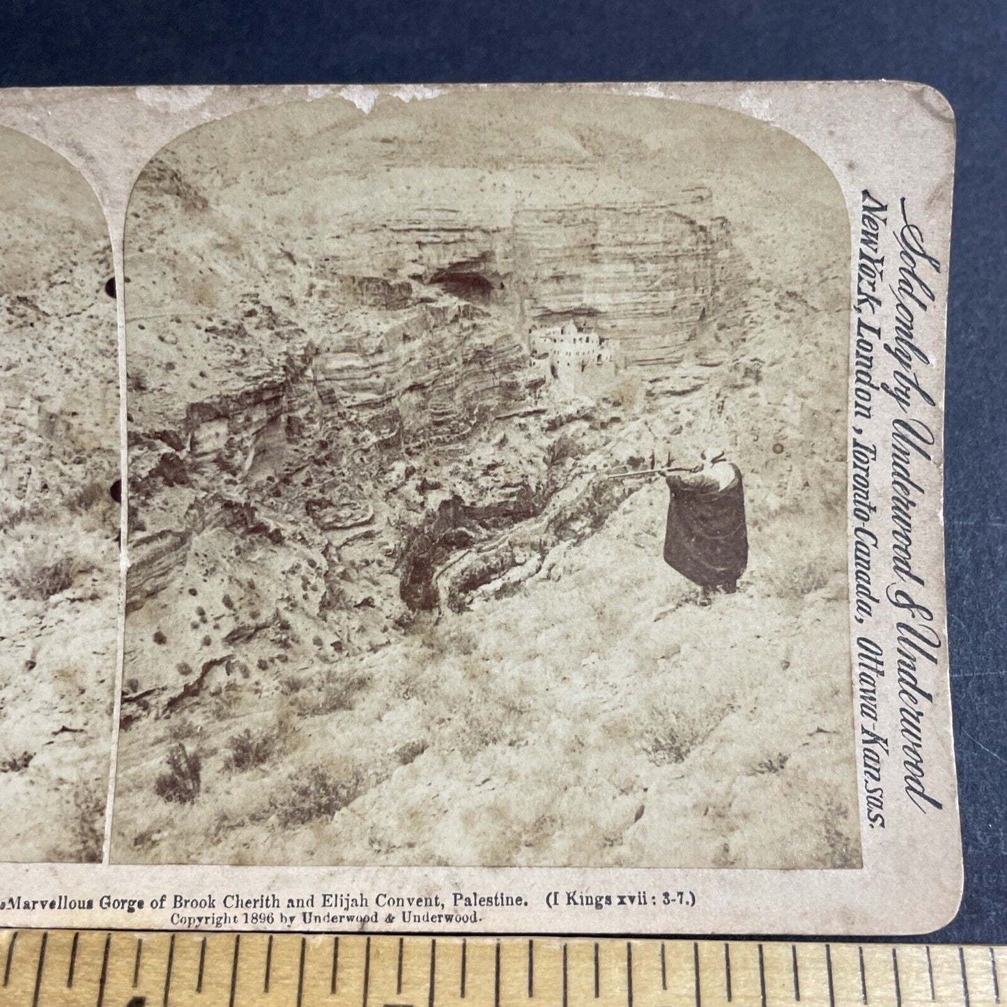 Antique 1896 Warrior Shoots At Lower Roadway Stereoview Photo Card P4511