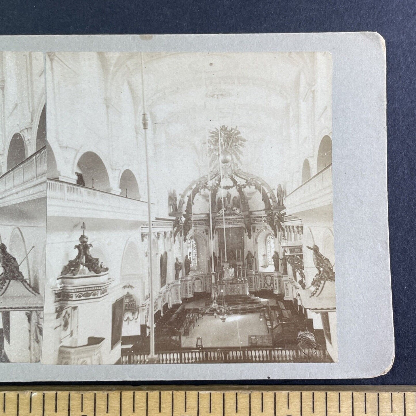 Notre Dame Cathedral Church Quebec City Stereoview Interior c1870 Y2561