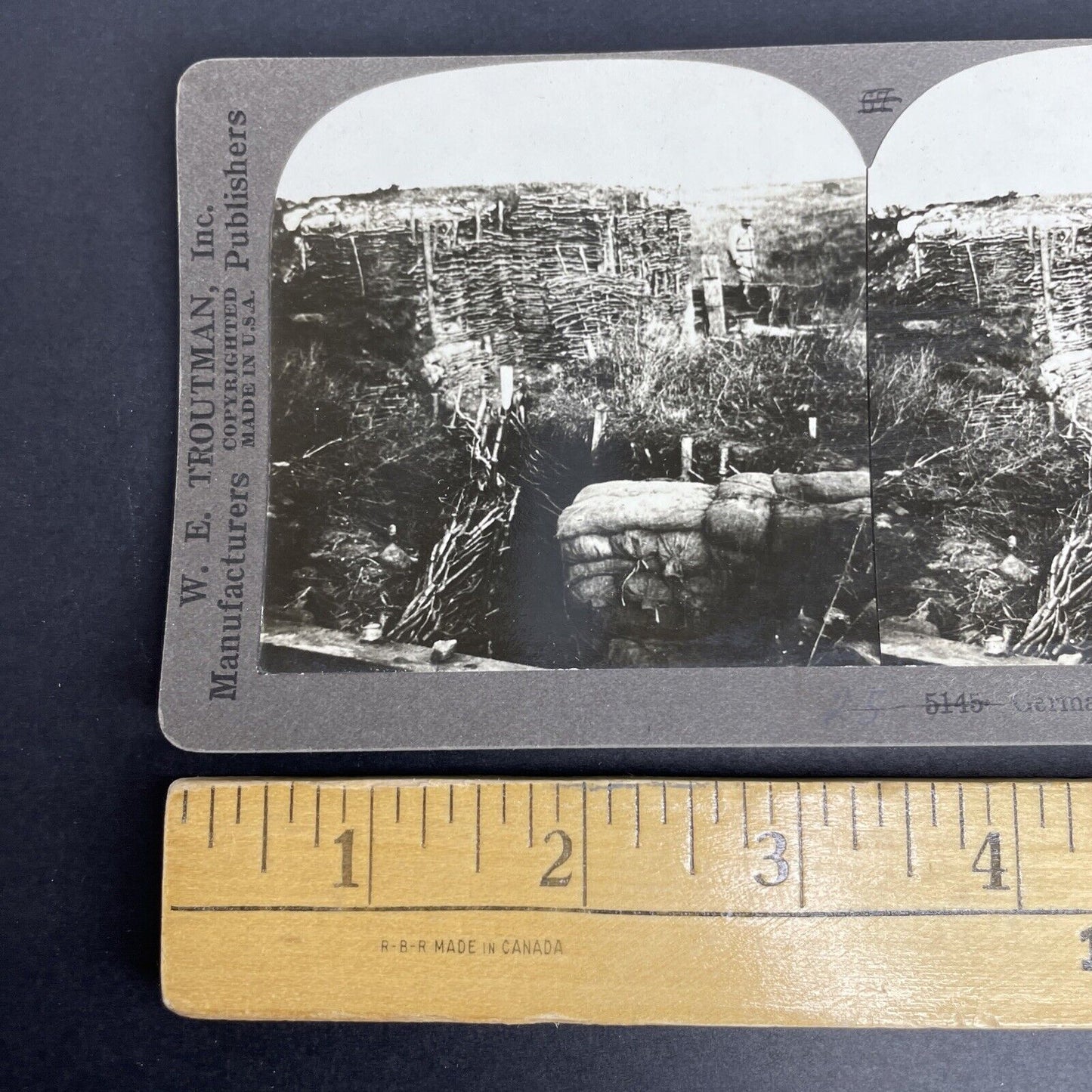 Antique 1917 German Trench Taken By Canada Stereoview Photo Card PC874