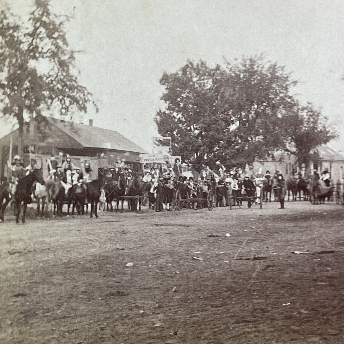 Knights Templar Crusader March Stereoview Free Mason Parade Antique c1868 X1625