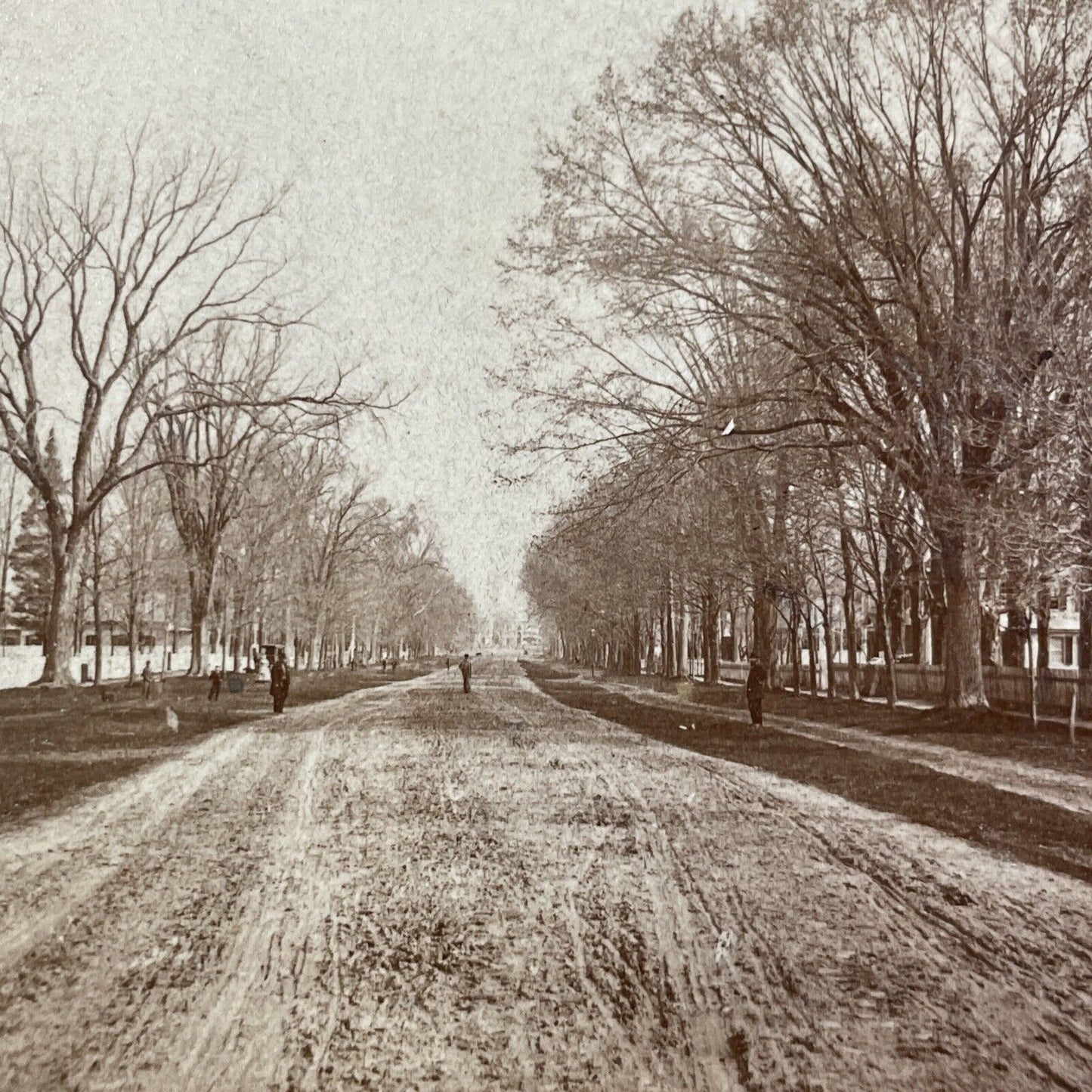 Antique 1870s Main Street In Keene New Hampshire Stereoview Photo Card V1752