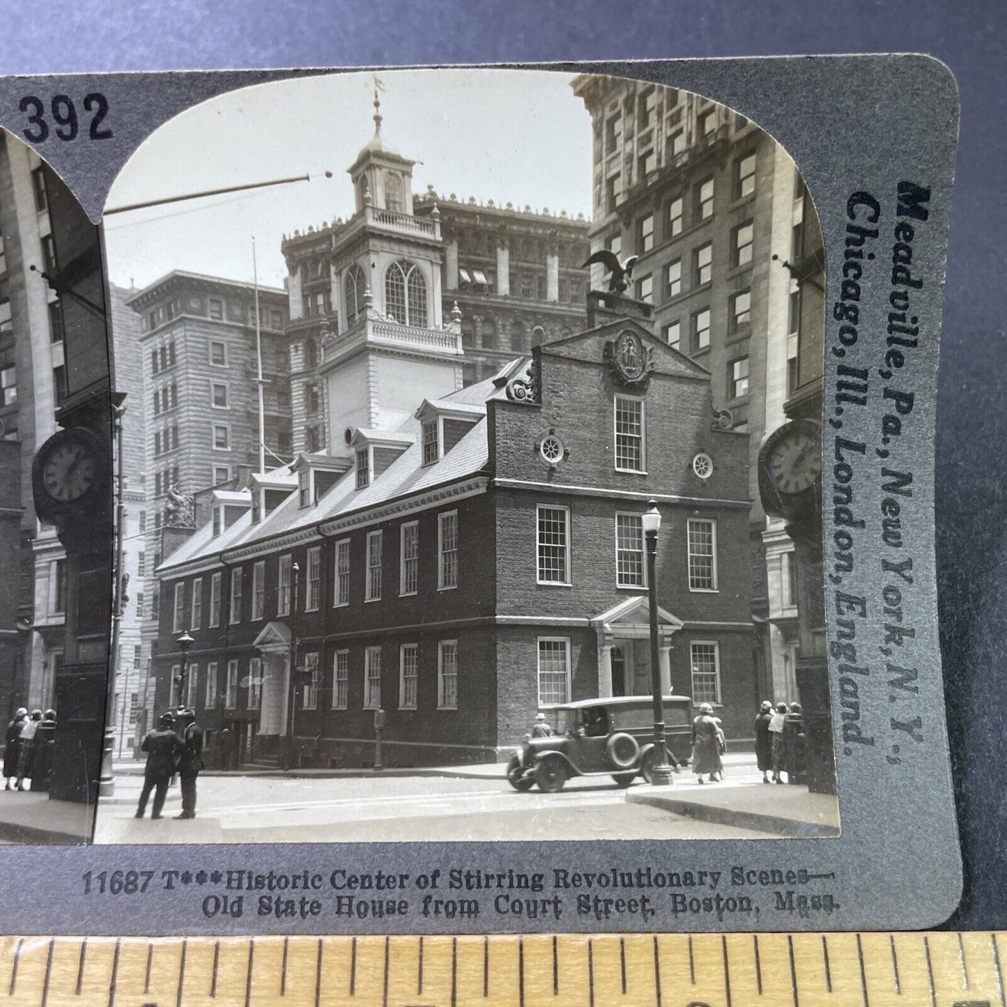 Antique 1920s Old State House Boston MASS Stereoview Photo Card P3164