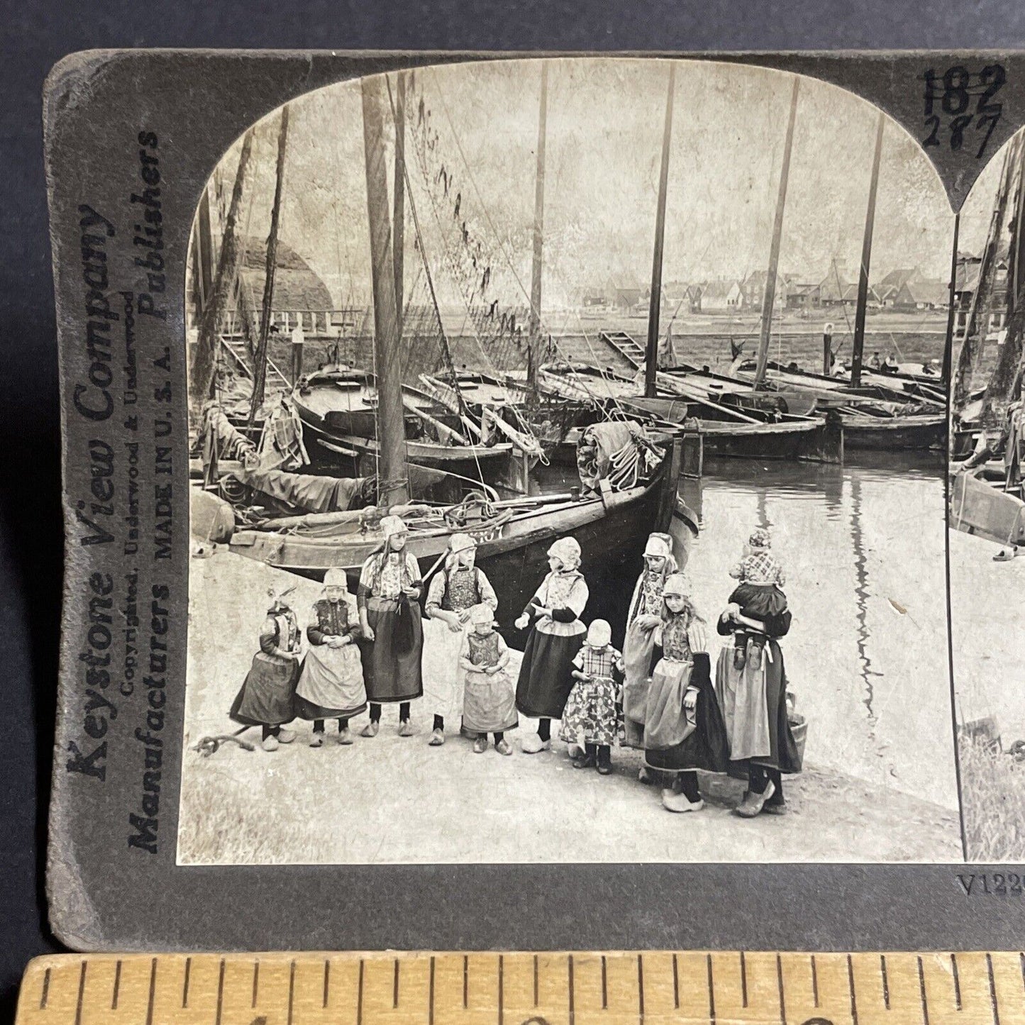 Antique 1910s Marken Holland Traditional Children Stereoview Photo Card P5079