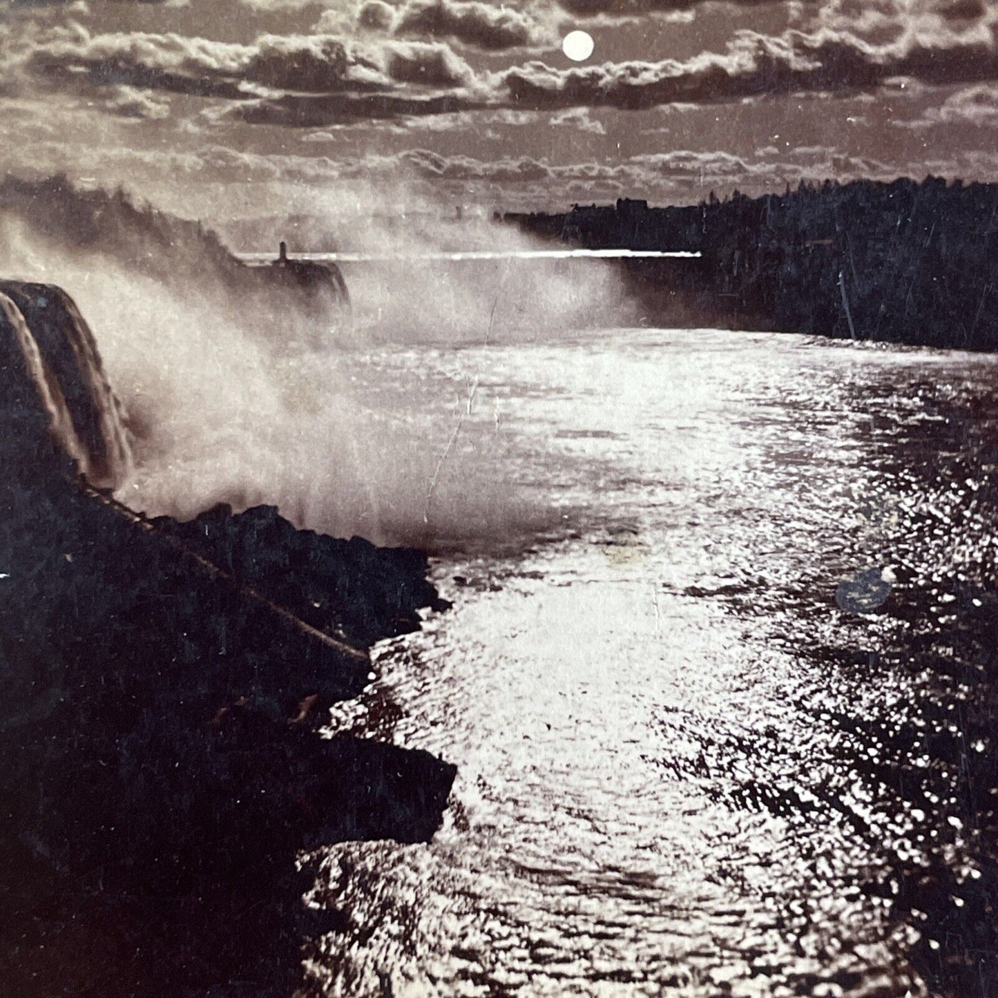 Niagara Falls Suspension Bridge View Stereoview Charles Bierstadt c1870s Y2238