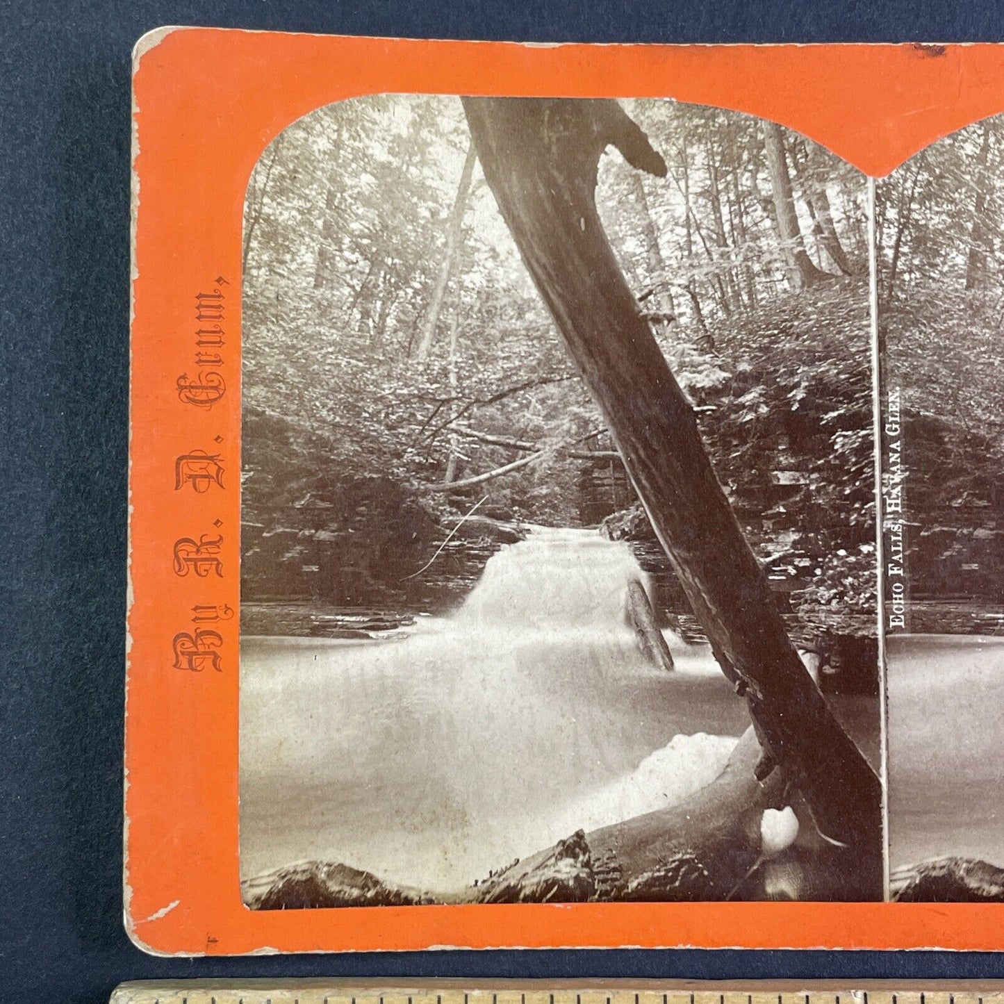 Echo Falls Watkins Glen New York NY Stereoview R.D. Crum Antique c1870 Y1032