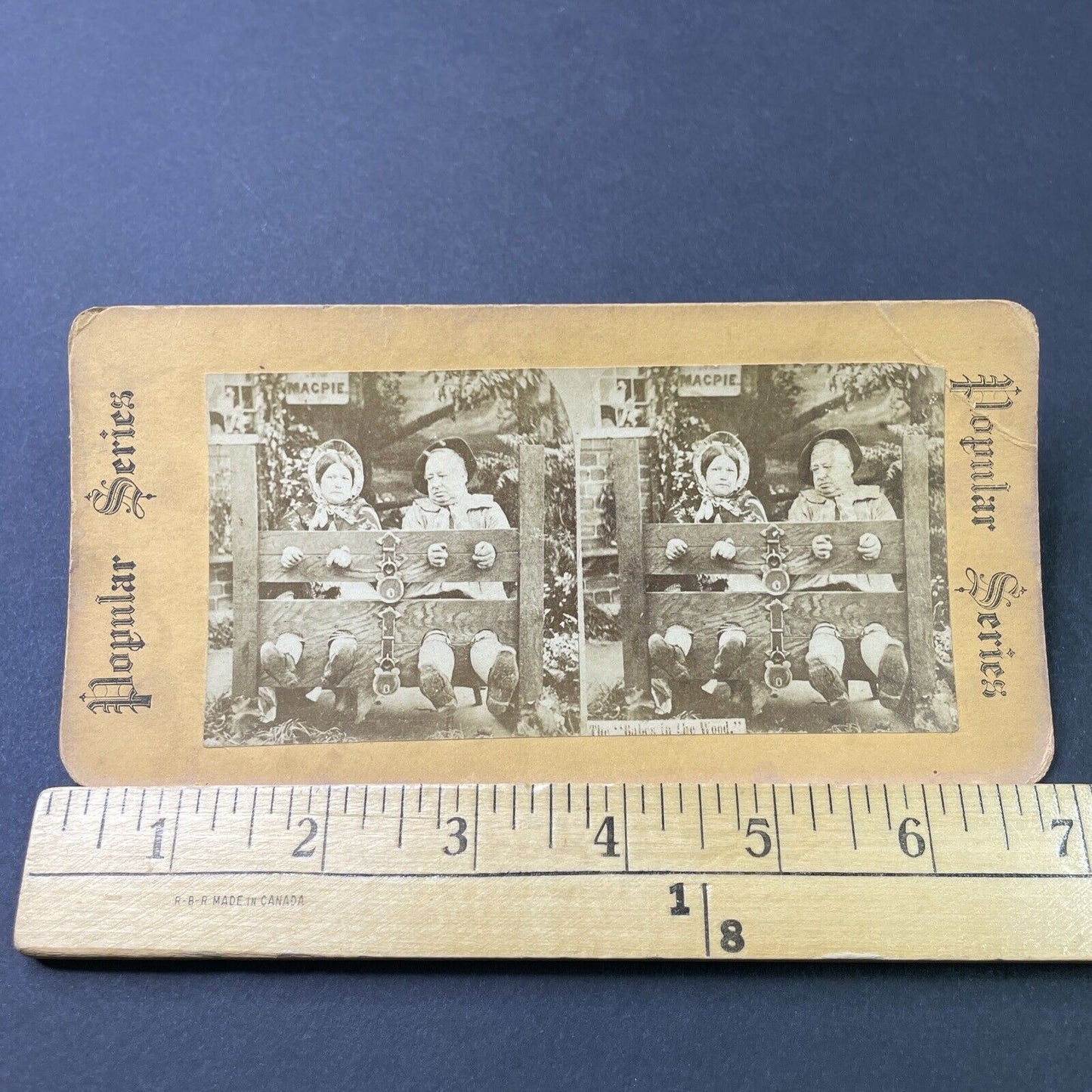 Antique 1870s Man & Wife In Public Stocks Over Debt Stereoview Photo Card P3085