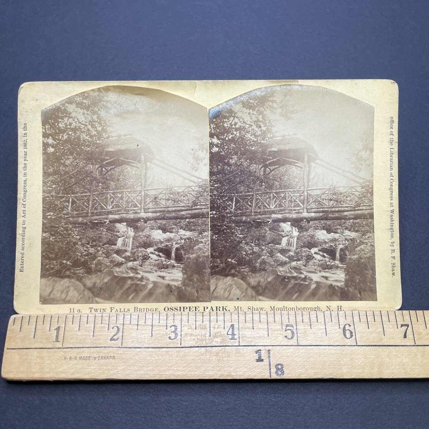 Antique 1882 Wood Bridge Moultonborough New Hampshire Stereoview Photo Card 1710