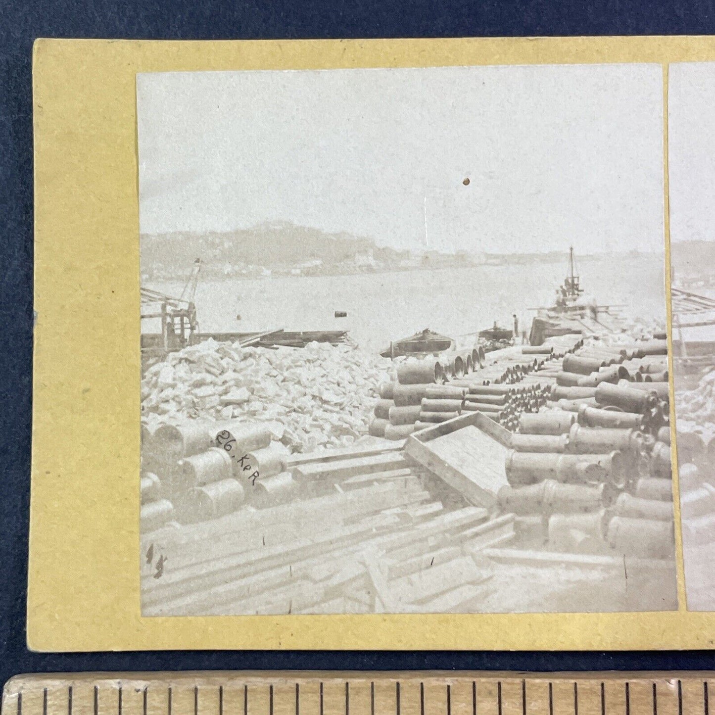 Rio de Janeiro Brazil Port Construction Stereoview RARE Antique c1865 X2616