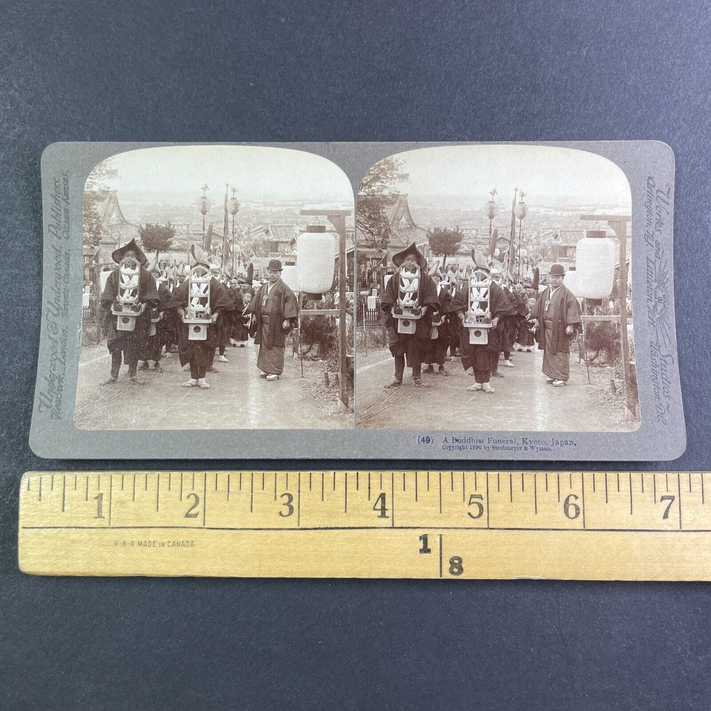 A Buddhist Funeral in Kyoto Japan Stereoview Antique c1896 Y2591