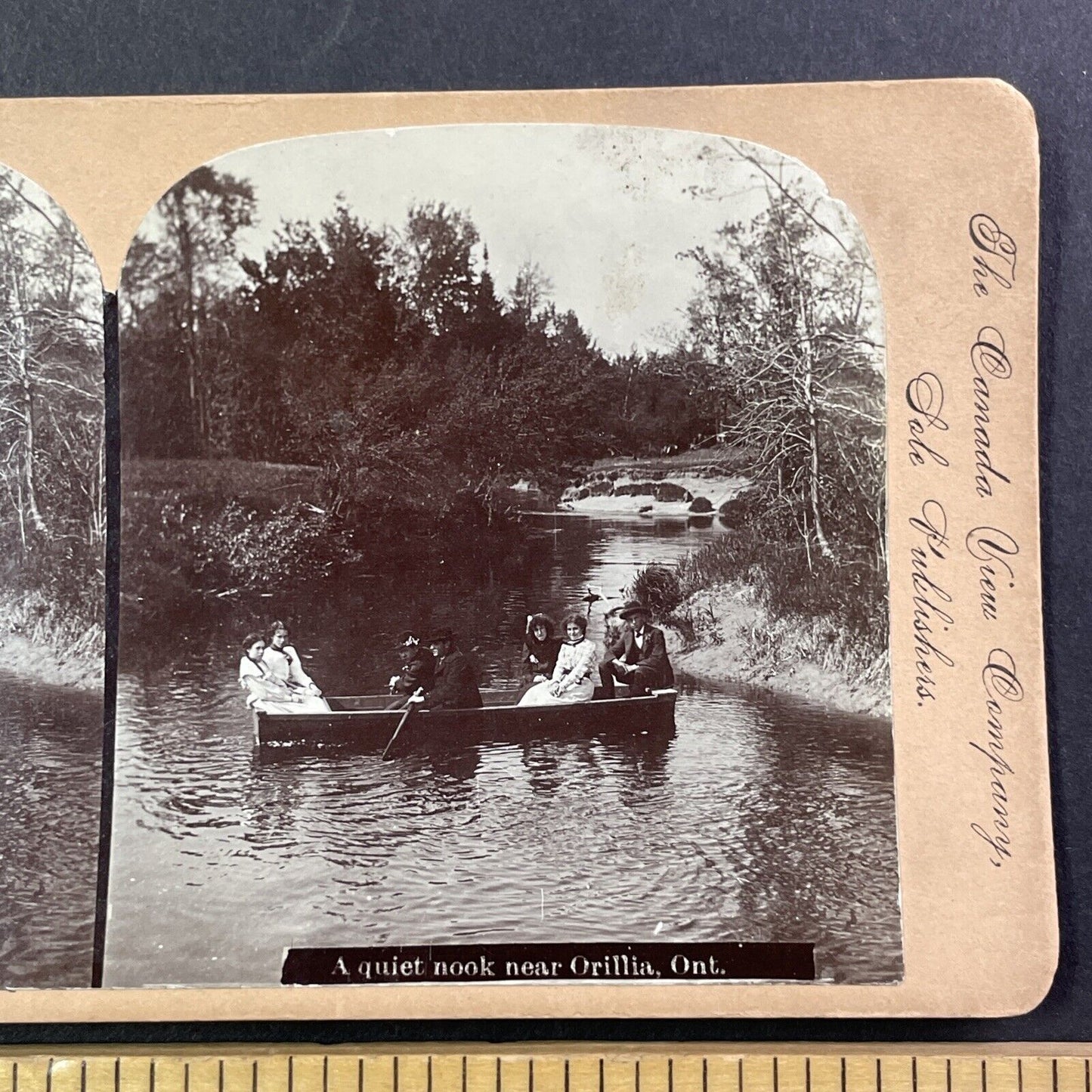 Boating Party in Orillia Ontario Canada Stereoview Antique c1899 Y479