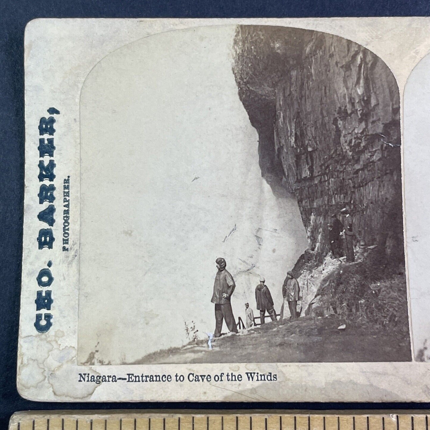 Niagara Falls Cave of Winds Stereoview George Barker Antique c1880 Y2603