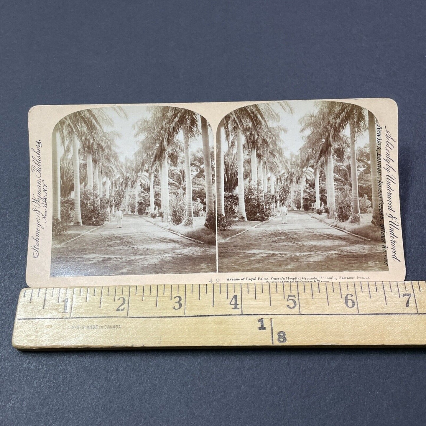 Antique 1896 Hospital Entrance Honolulu Hawaii Stereoview Photo Card V2121