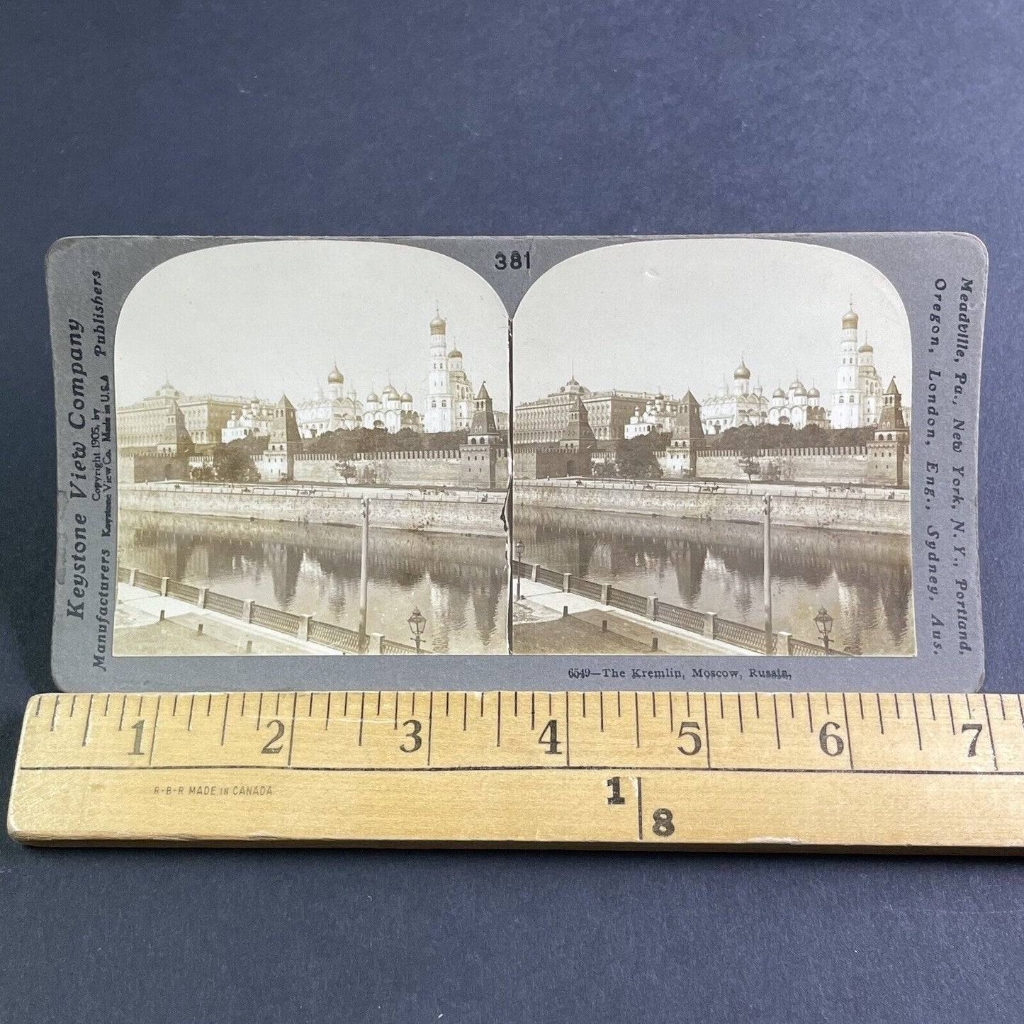 Antique 1905 The Kremlin In Moscow Russia Stereoview Photo Card P2244