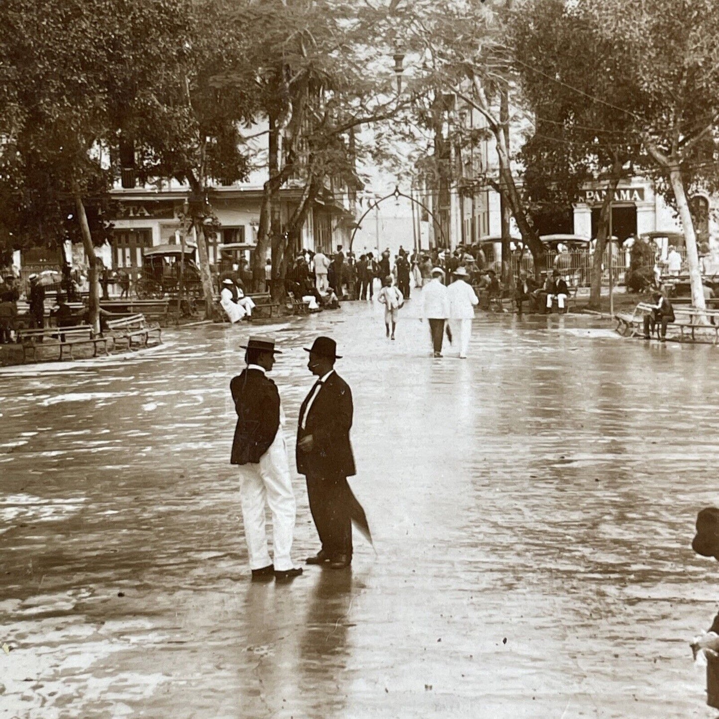 Cathedral Square in Panama Stereoview Underwood Antique c1901 Y2802