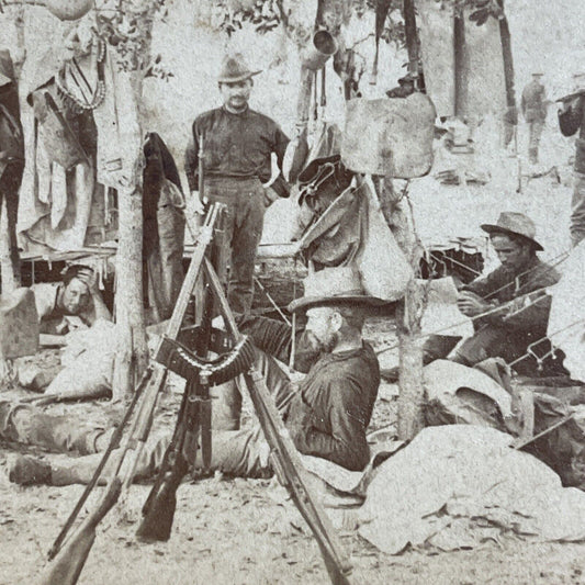 Antique 1898 US 4th Infantry Army Tampa Bay FL Stereoview Photo Card P1980-01