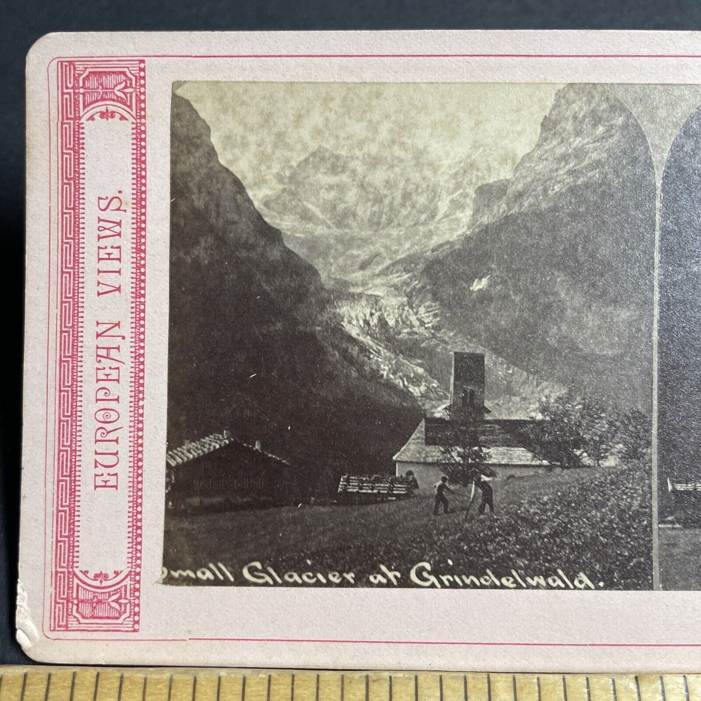 Antique 1870s Lower Grindelwald Glacier Switzerland Stereoview Photo Card P4171