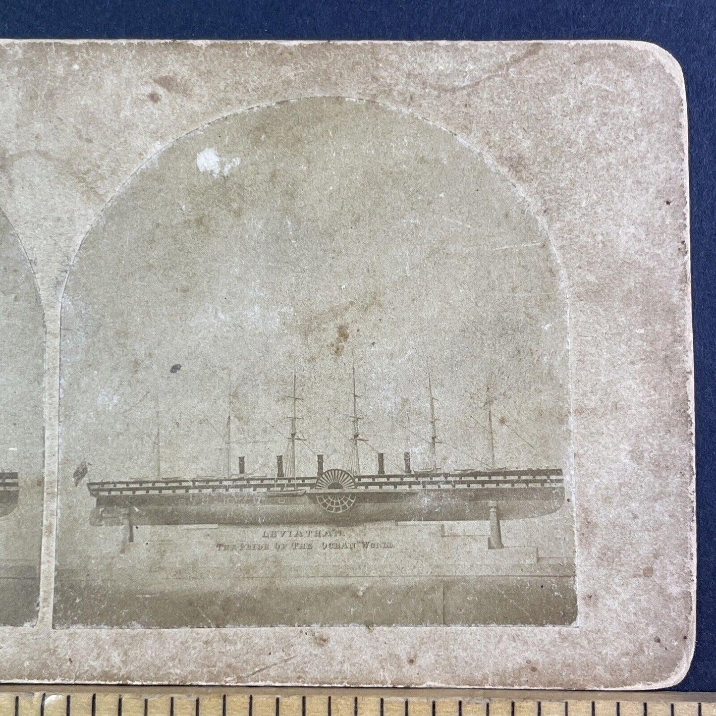 SS Leviathan / SS Great Eastern Stereoview Paddle Ship Antique c1859 X2858