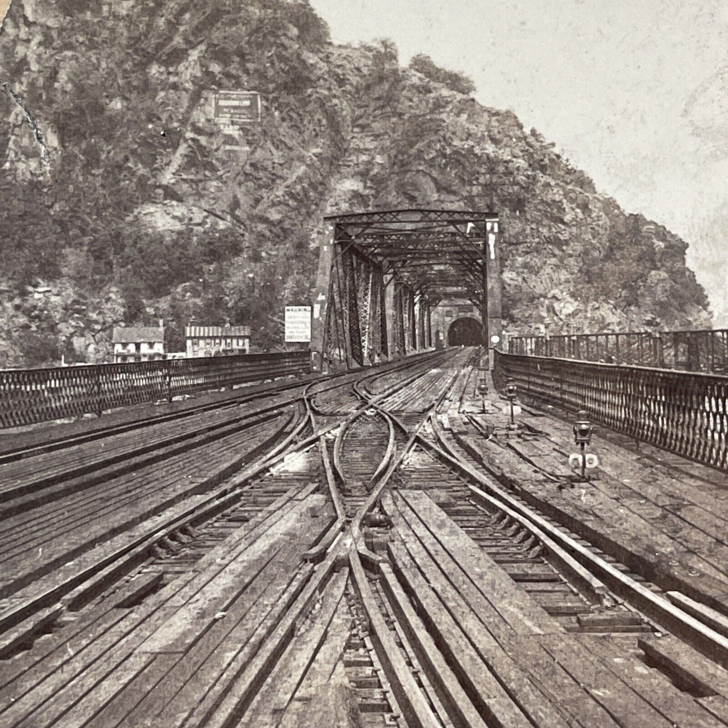Maryland Heights Railroad Bridge Stereoview Photo Card Antique 1902 X836