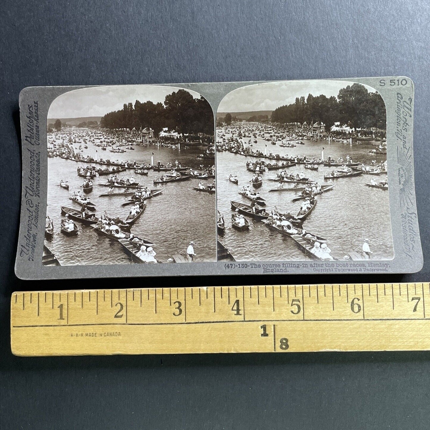 Antique 1905 London Rowing Club Regatta Thames River Stereoview Photo Card P1592