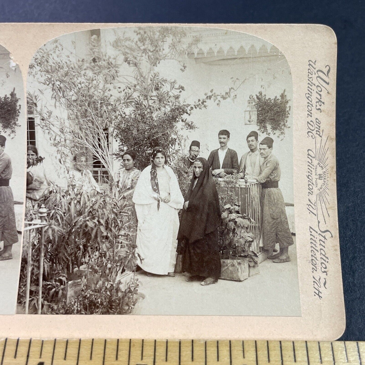 Antique 1890s Kurdish Family Northern Iraq Stereoview Photo Card P3873