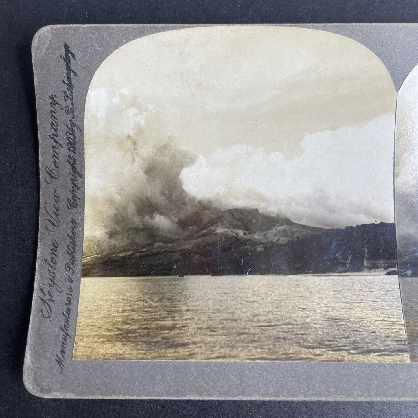 Antique 1903 Eruption Of Mount Pelee Martinique Stereoview Photo Card P1048