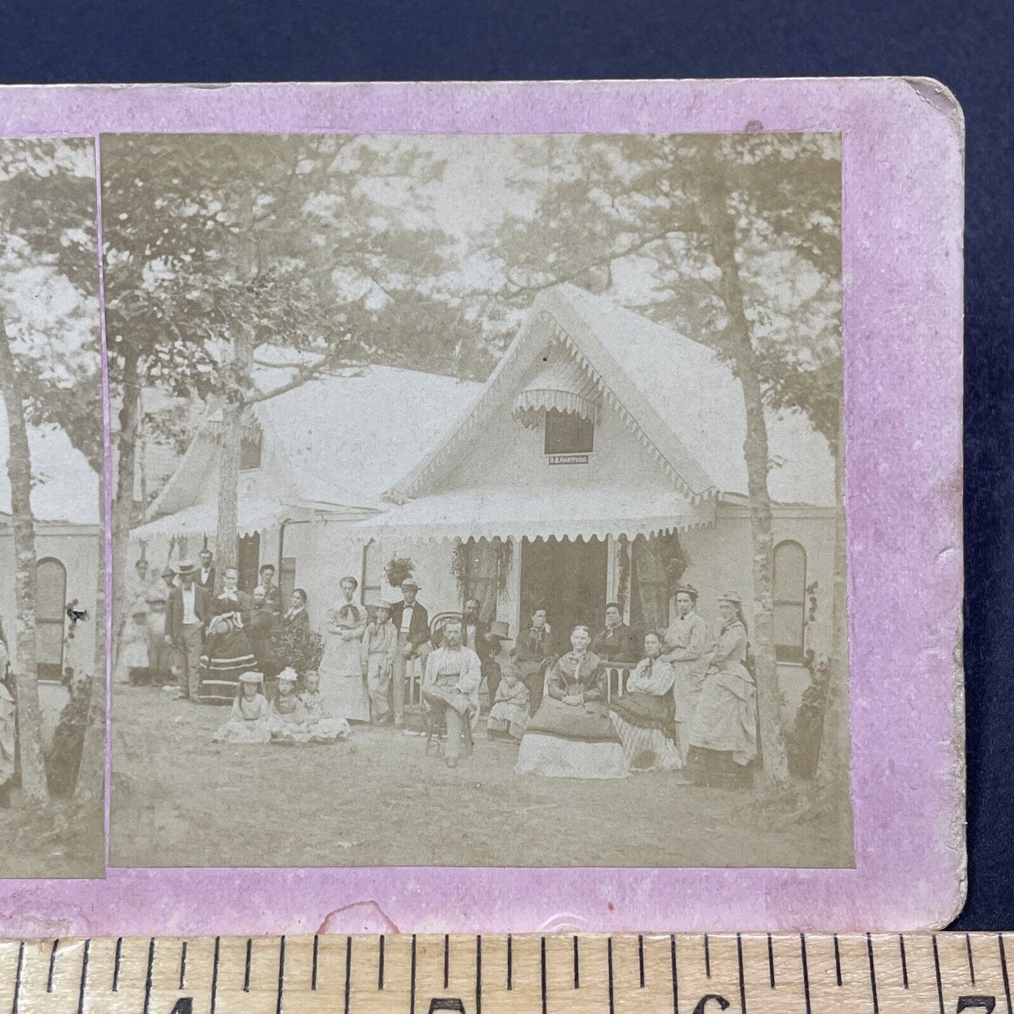 Antique 1860s BB Hartford Cottage West Yarmouth MA Stereoview Photo Card V1978