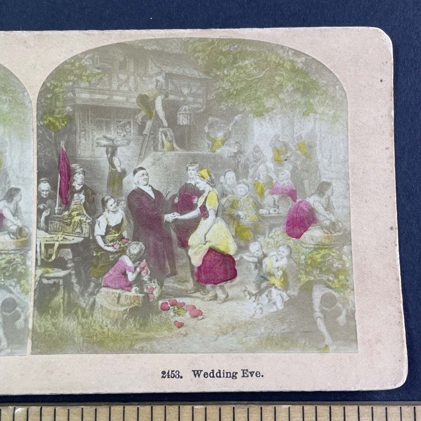 18th Century Wedding Stereoview M. Knoedler & Co Manhattan Antique c1879 X4102