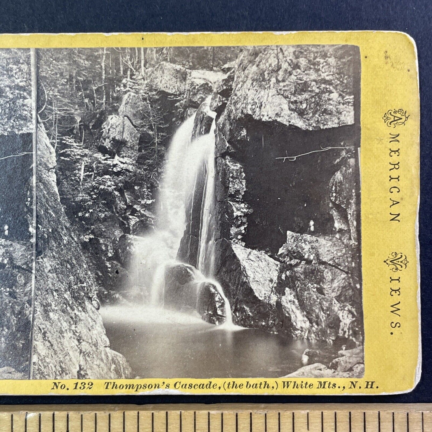 Thompson's Cascade New Hampshire Stereoview J.S. Moulton Antique c1870s Y178