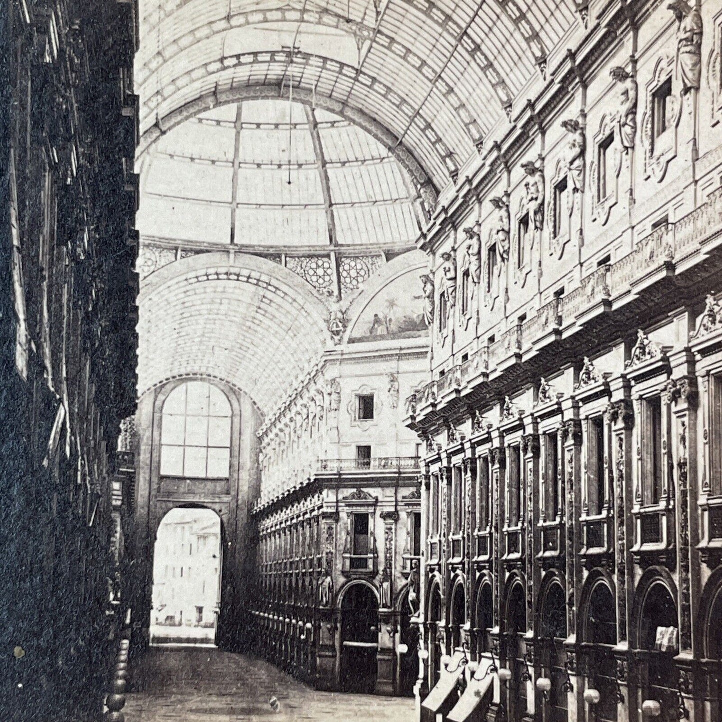 Galleria Vittorio Emanuele II Stereoview Milan Italy Antique c1870 X4229