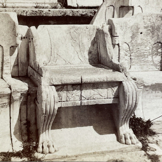 Antique 1907 Dionysus Chair Seat Acropolis Athens Stereoview Photo Card P4210